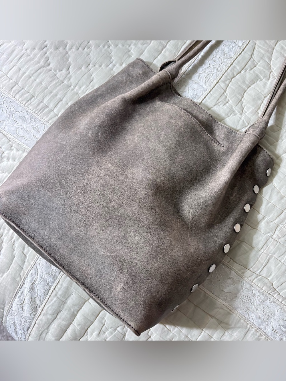 Hammitt | Leather Oliver Tote Bag Purse | Pewter with Silver Hardware - Picture 6 of 16